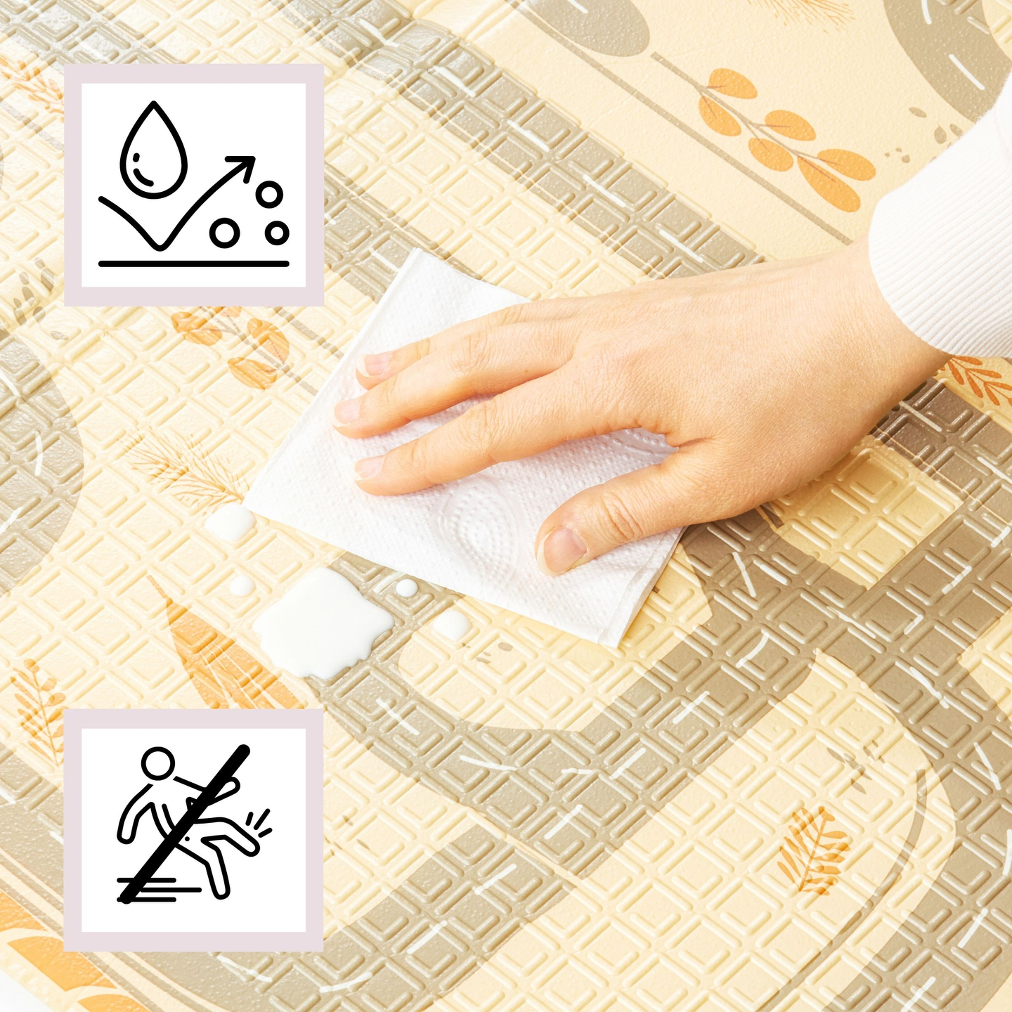 Kahepoolne kokkupandav vahtmatt 180 x 120 x 1 cm - Magic Forest/Autumn Streets - boho