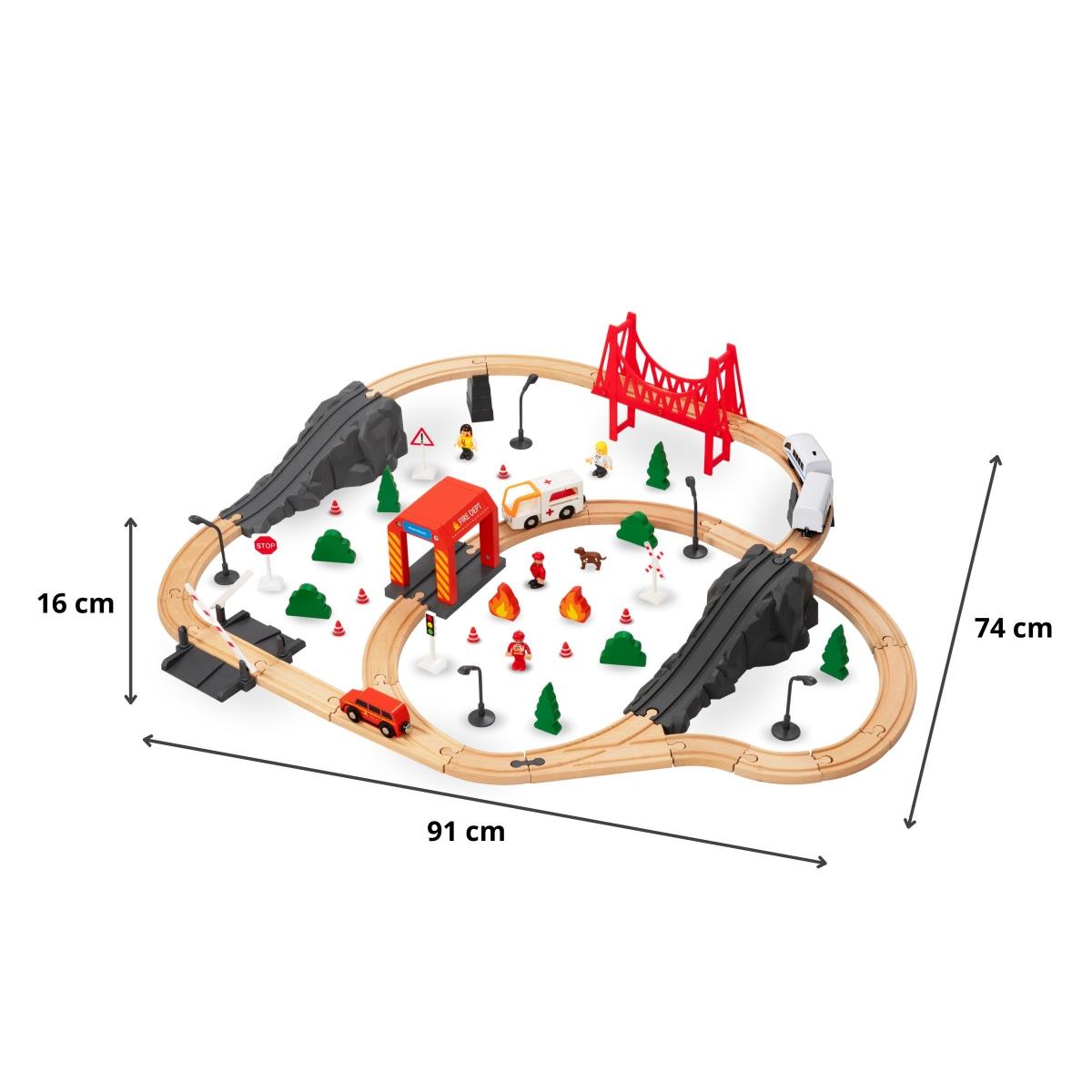 Puidust rong, akuga rong - Tuletõrje, rööpad, autod, sillad, tõkkepuu