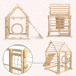 Puidust sisemänguväljak lastele - maja redelitega ja liumäega
