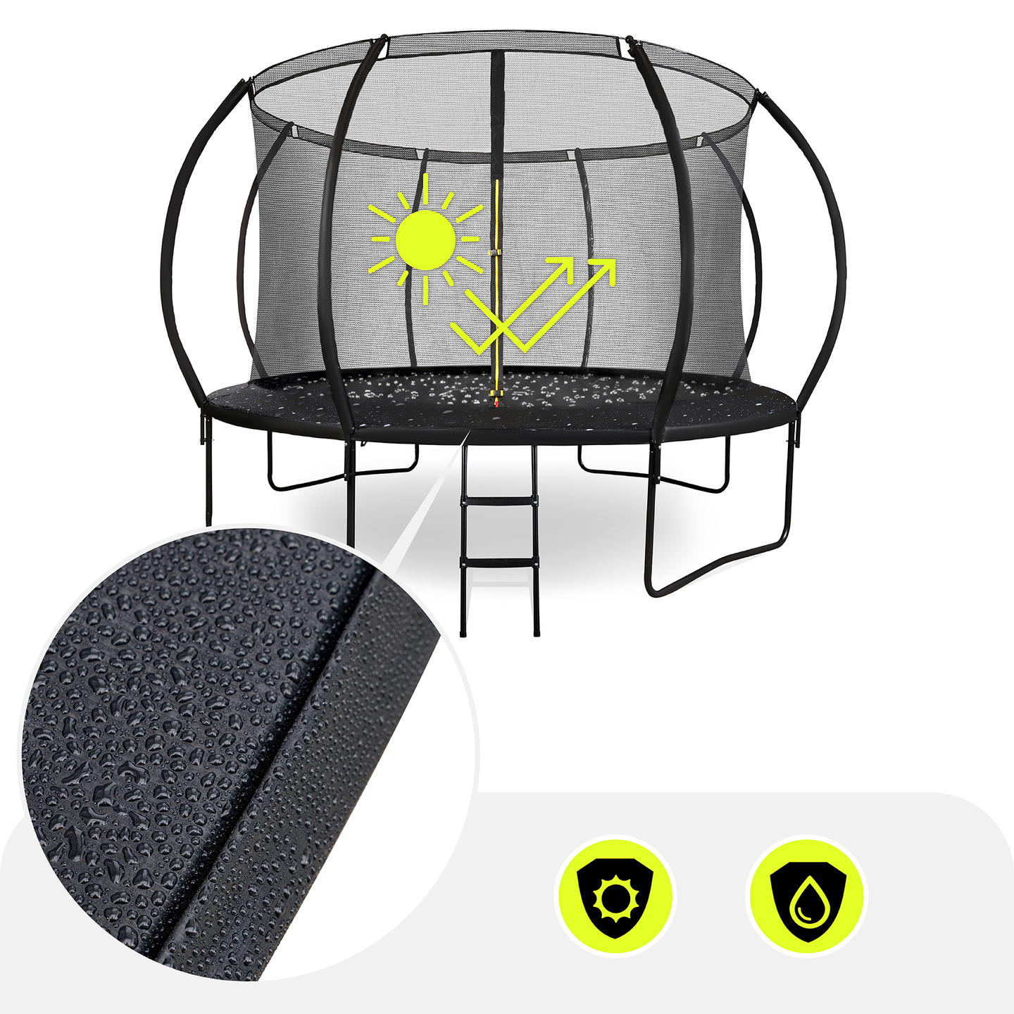 XXL aiabatuut lastele HyperMotion - 366 cm 12FT - redeli ja sisevõrguga - koju ja aeda - max 150 kg