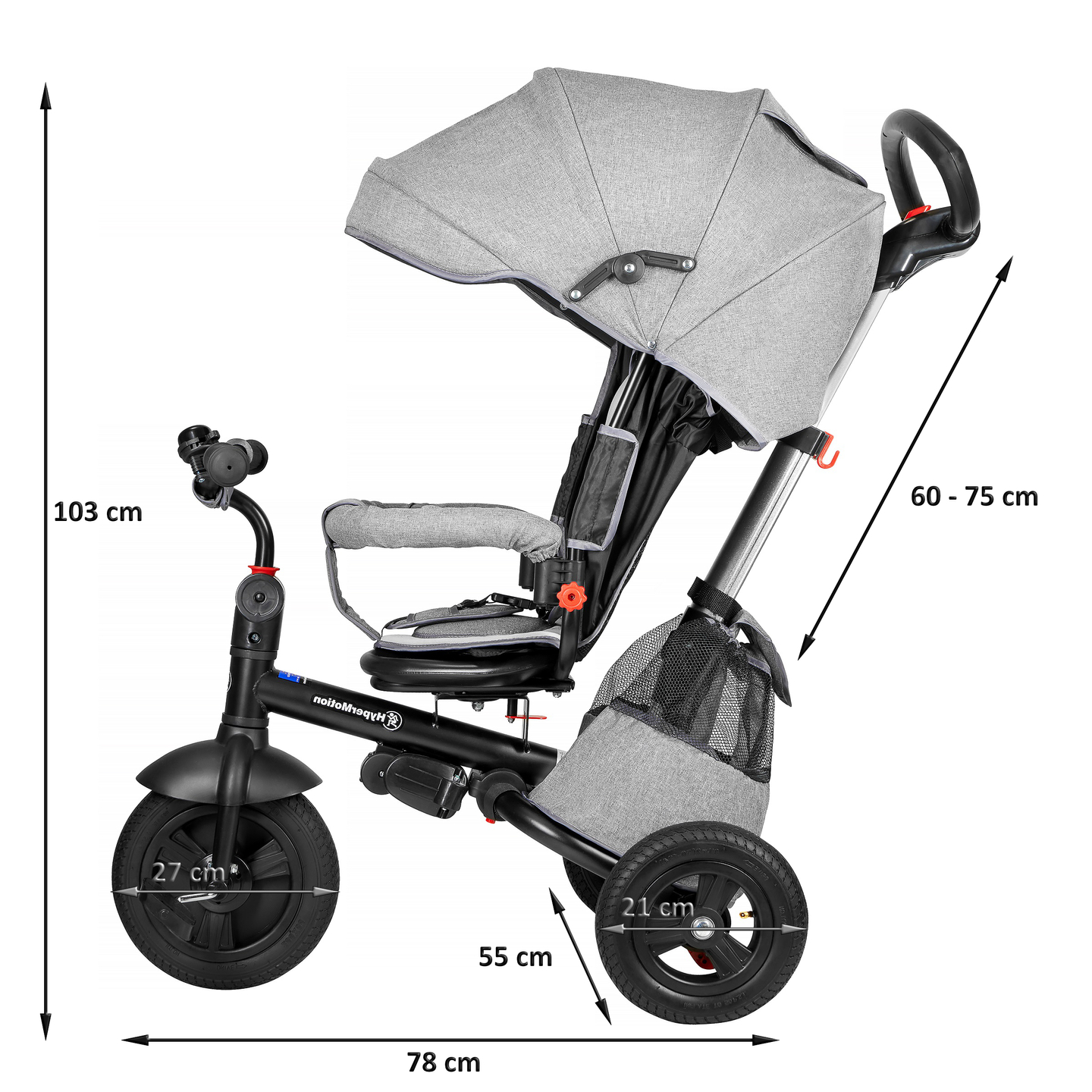 Tobi Velar kolmerattaline jalgratas + vihmakile - hall