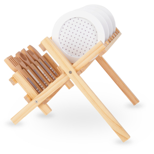 Puidust köögitarvikud koos poti kuivatajaga - komplekt lastele