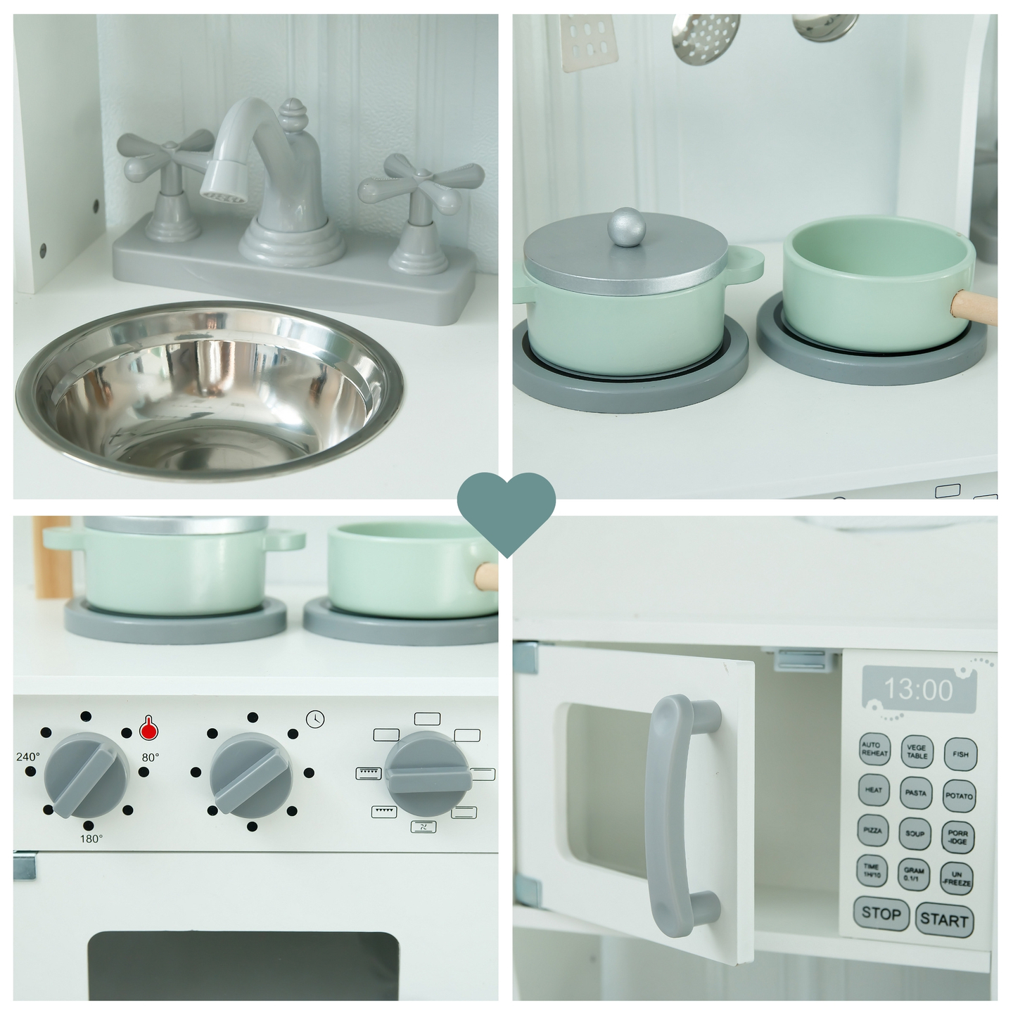 Puidust lasteköök koos mikrolaineahjuga