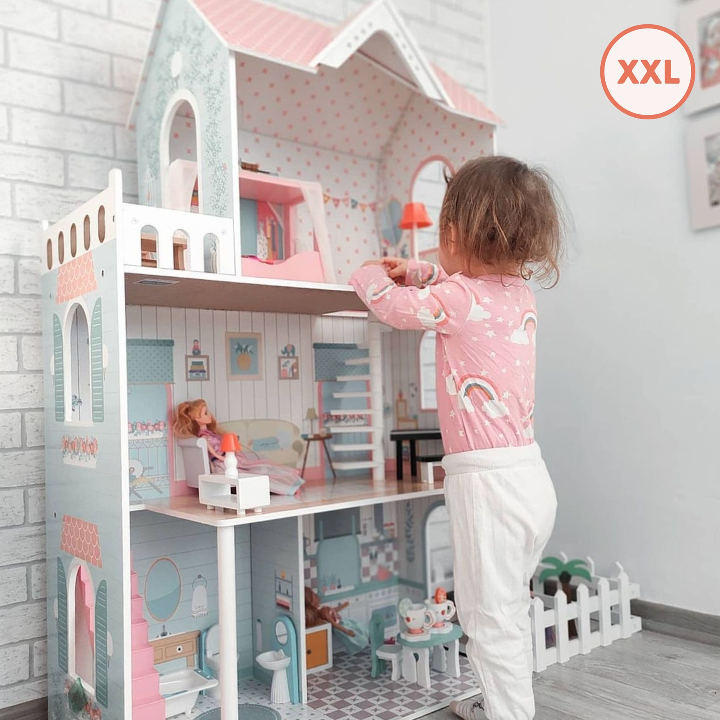 XXL Suurim puidust nukumaja - 123 cm - LED valgustatud - terrass, tarvikud, aed