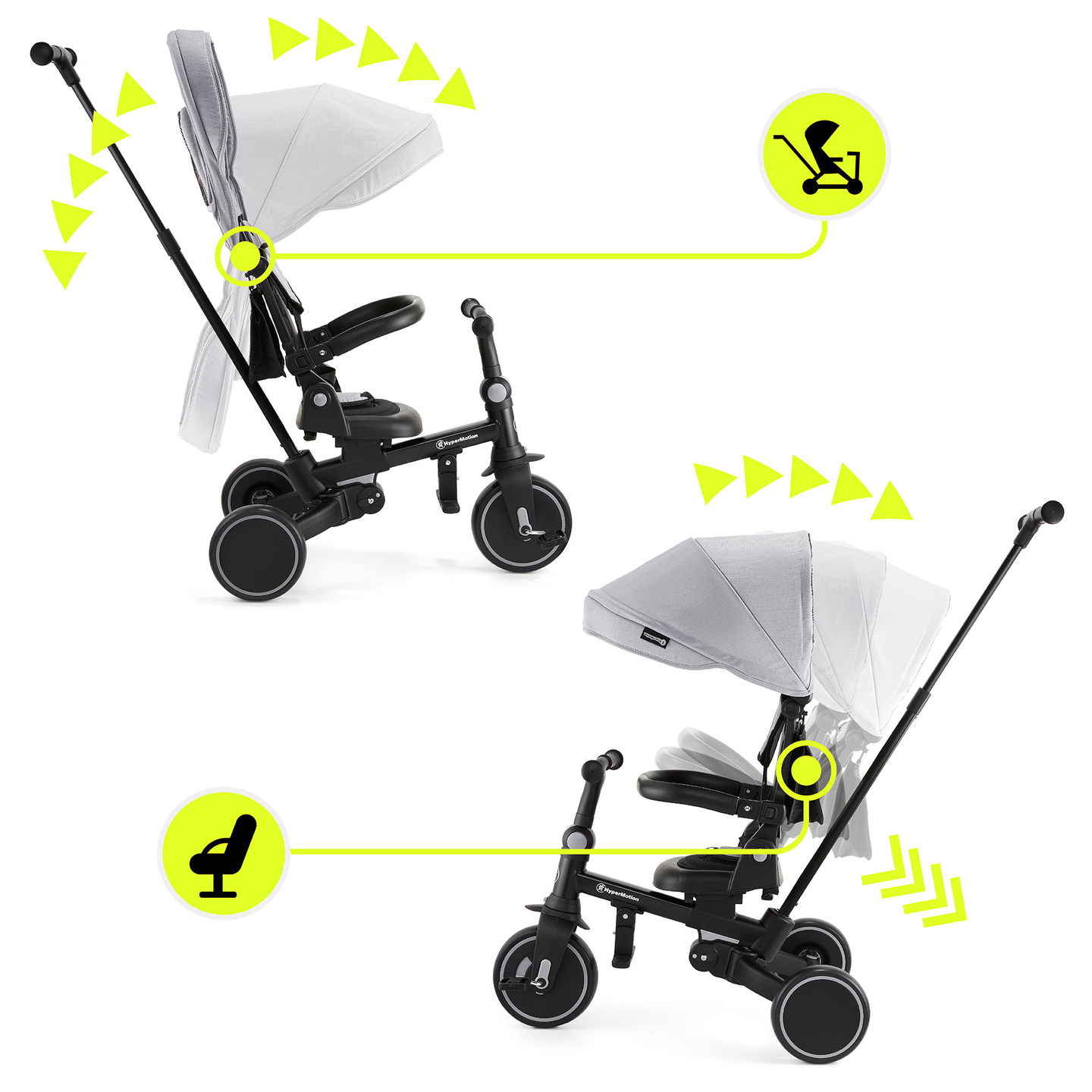 8in1 multifunktsionaalne kolmerattaline jalgratas TOBI FOREST - hall