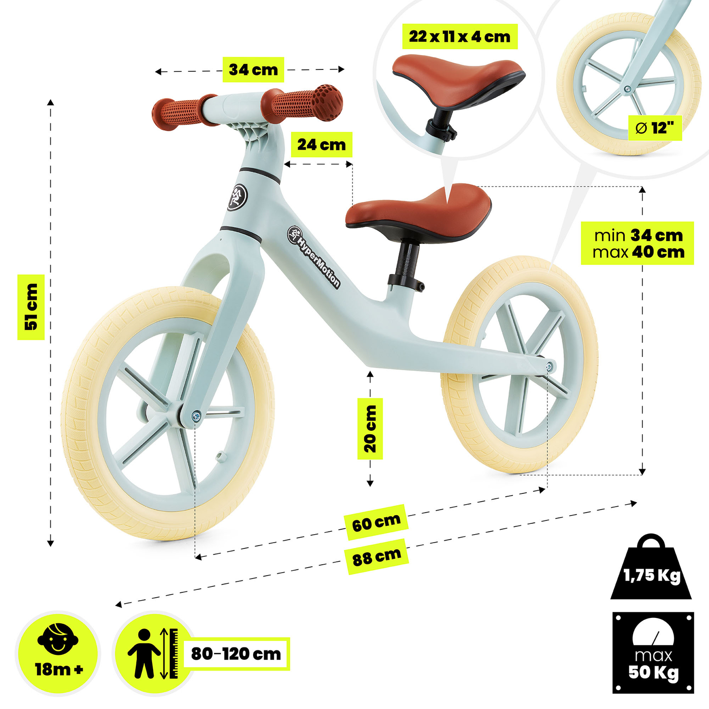 HyperMotion Marcelo laste maastikuratas - mint