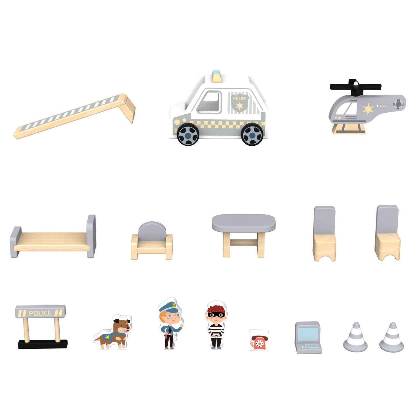 Puidust politseijaoskond koos tarvikutega