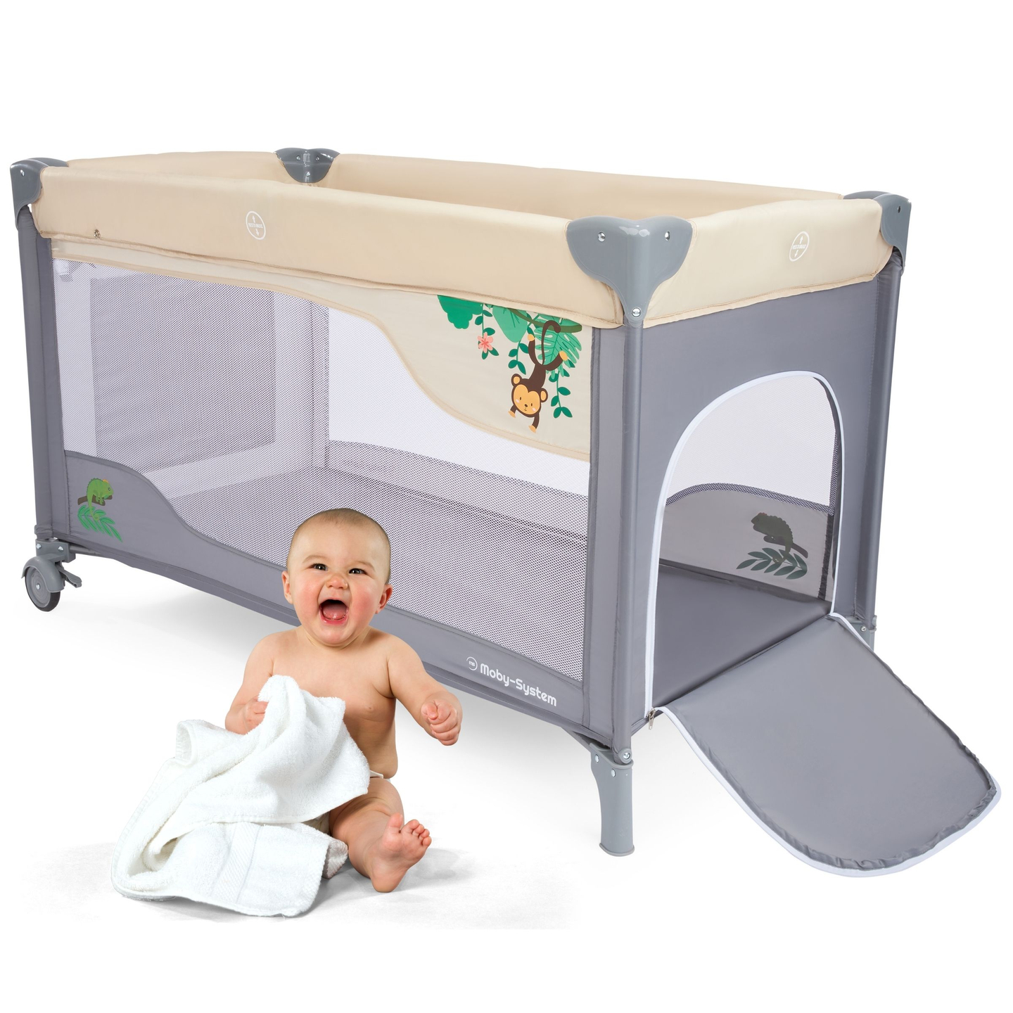 Reisivoodi 0 - 36 m mähkimislauaga + Moby-System HUXLEY mänguaedik