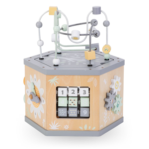 Interaktiivne 7-in-1 puidust hariduslik kuubik - motoriline ring