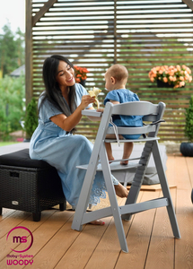 Puidust söötmistool Moby-System WOODY - halli värvi