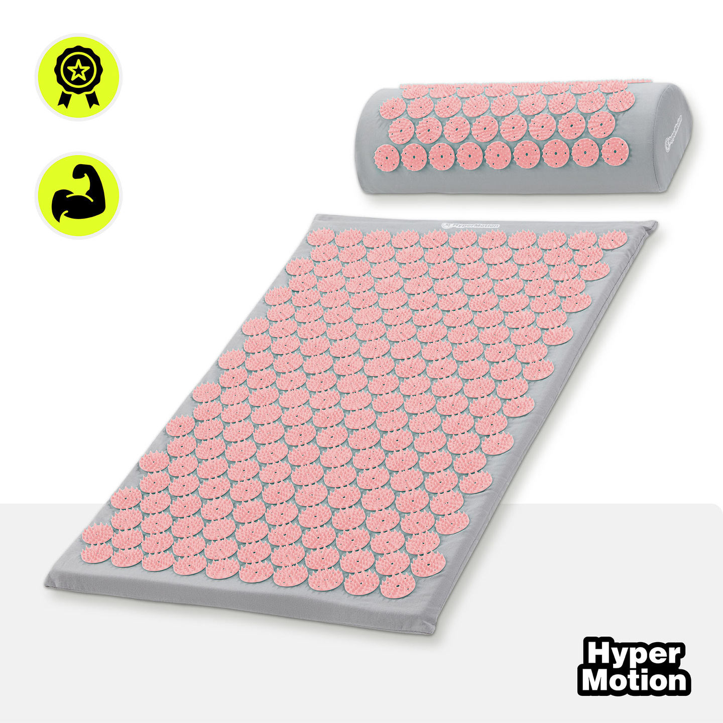 Akupressuurmatt padja ja kattega - 72 cm HyperMotion hall ja roosa