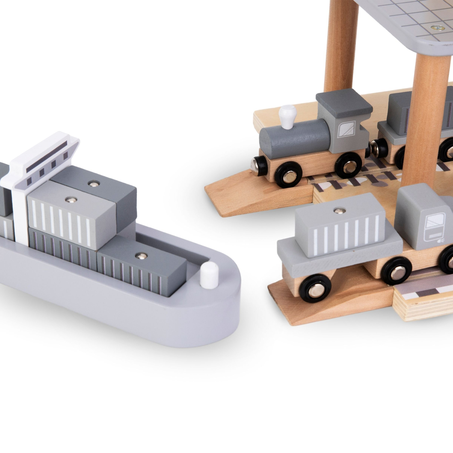 Mobiilne sadamakraana magnetvintsi ja tarvikutega - puidust komplekt