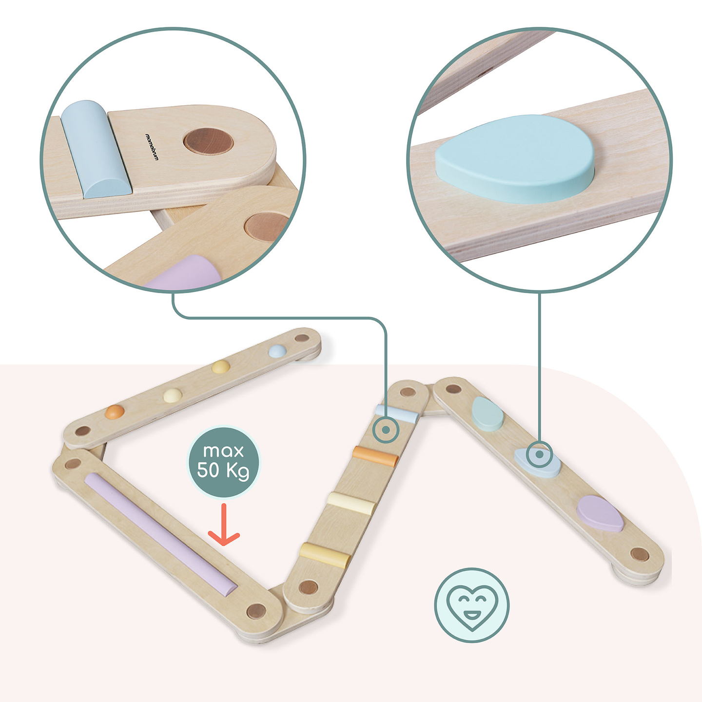 Suur puidust sensoorne rada - tasakaalurada - 9 elementi