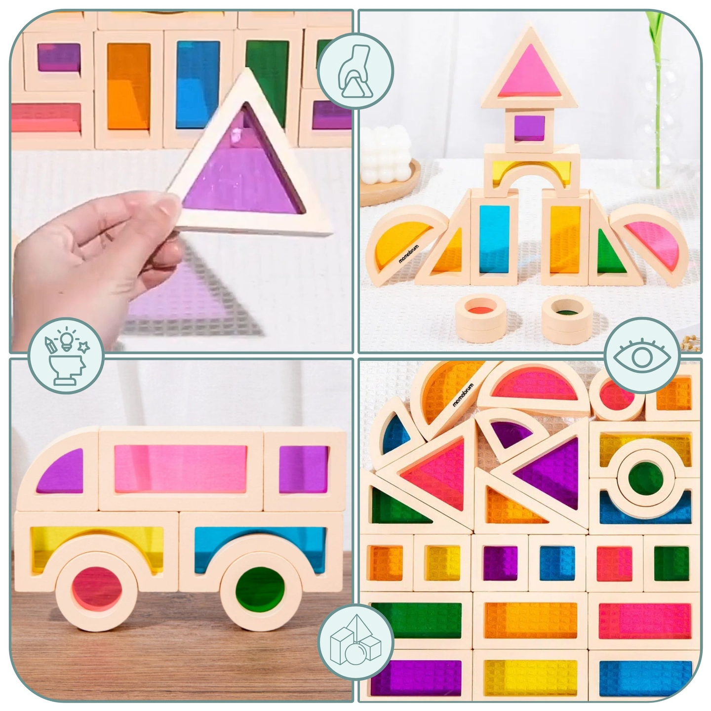 Vikerkaarepuidust klotsid - 25 elementi