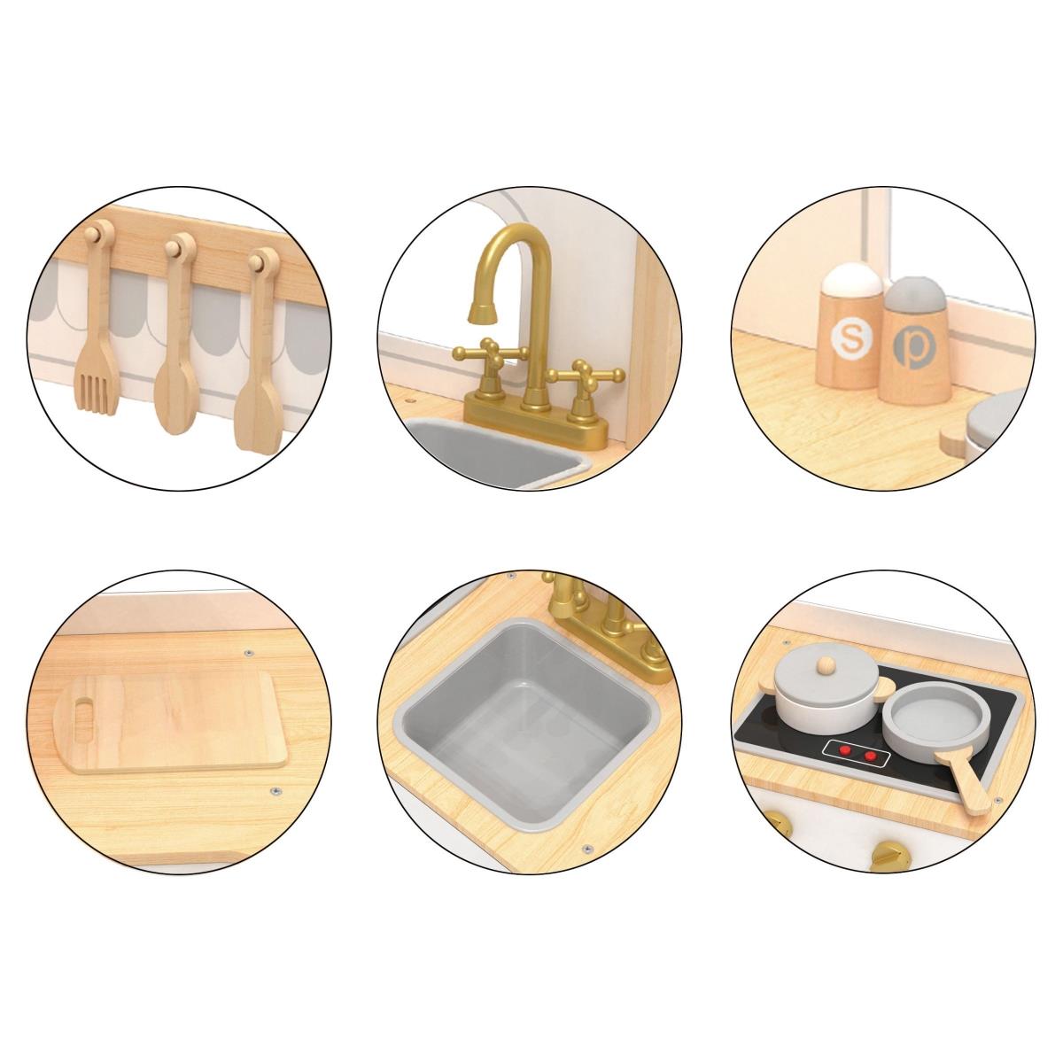 XXXL puidust interaktiivne nurgaköök koos külmkapi, mikrolaineahju, ahju, pesumasina ja tarvikutega - naturaalne