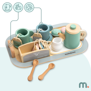 Suur puidust teekomplekt koos kandikuga - 18 toodet