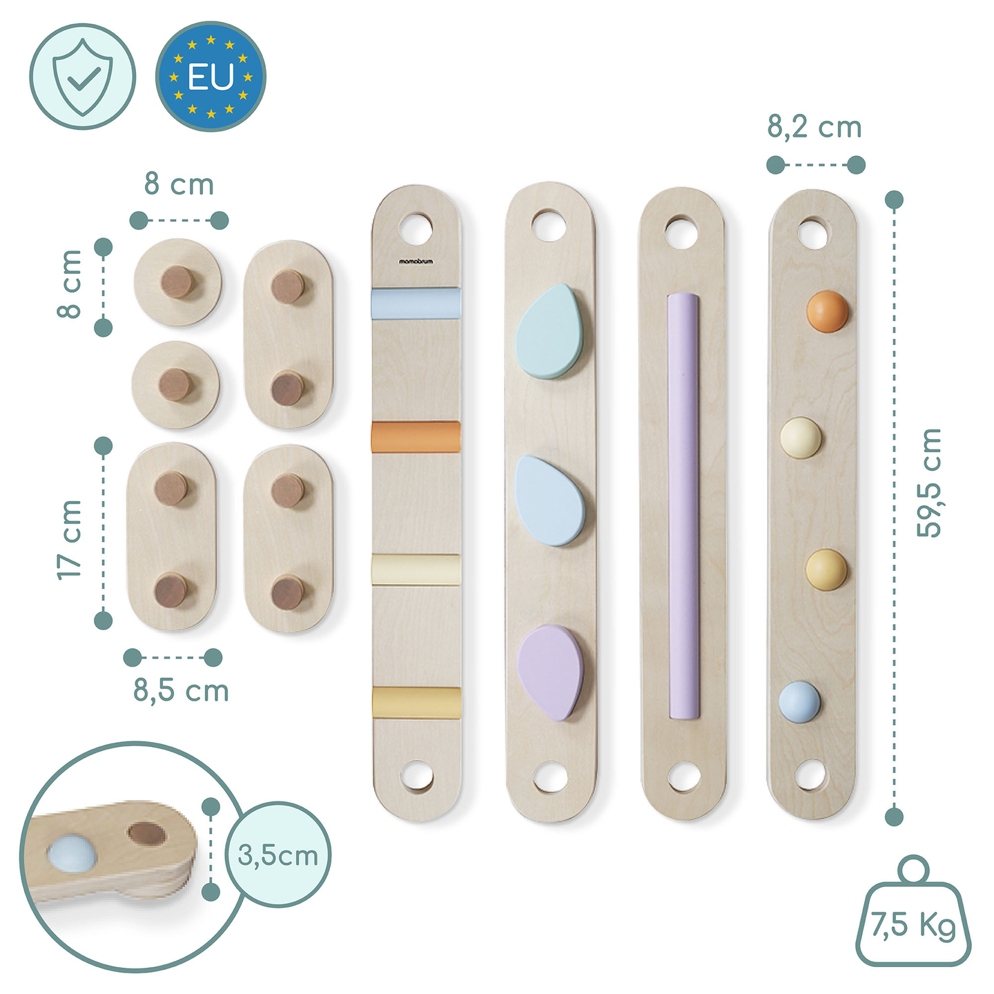 Suur puidust sensoorne rada - tasakaalurada - 9 elementi