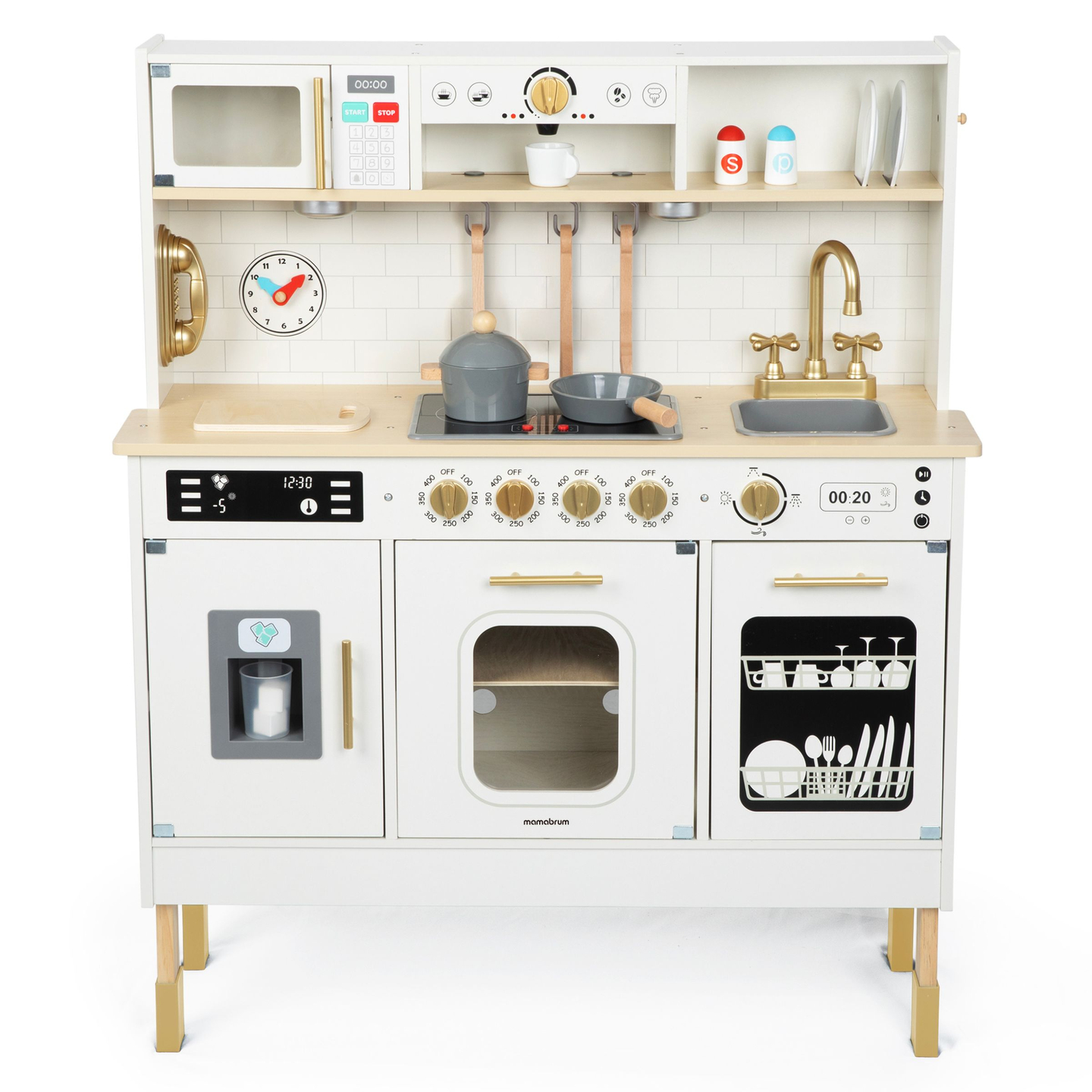 Interaktiivne XXL puidust köök koos tarvikute ja LED valgustusega - kahetasandiline