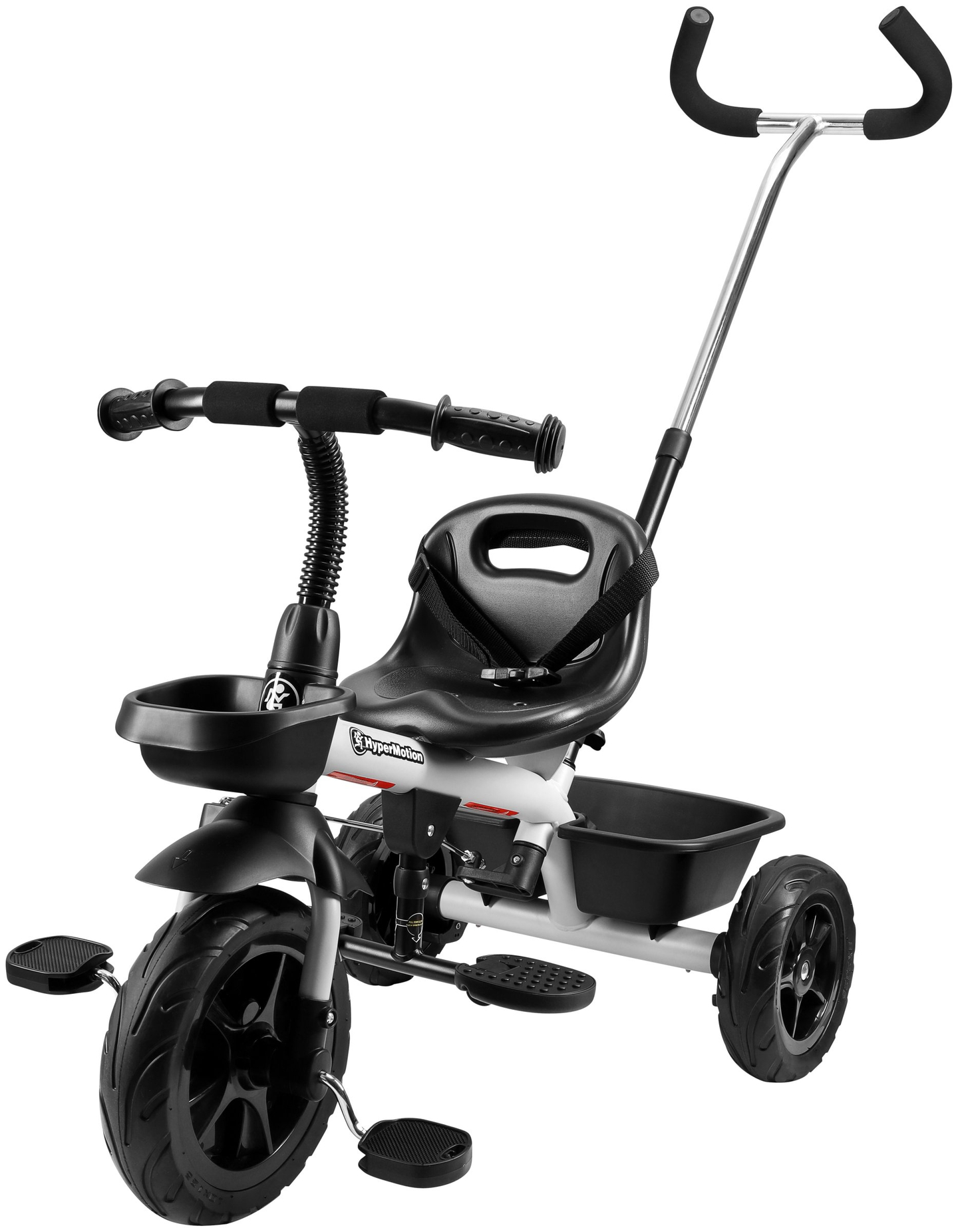 HyperMotion TOBI VECTOR kolmerattaline jalgratas - igavesed täispuhutavad rattad + tõukeratas. Värv: helehall.