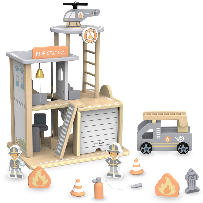 Puidust tuletõrjejaam koos tarvikutega, tuletõrjeüksus