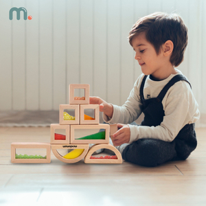 Erinevate täidistega puidust sensoorsete klotside komplekt - 15 tk