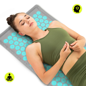 Öko-linane nõelravimatt kookoskiudude ja tatrapadjaga – 68 cm HyperMotion hall-münt